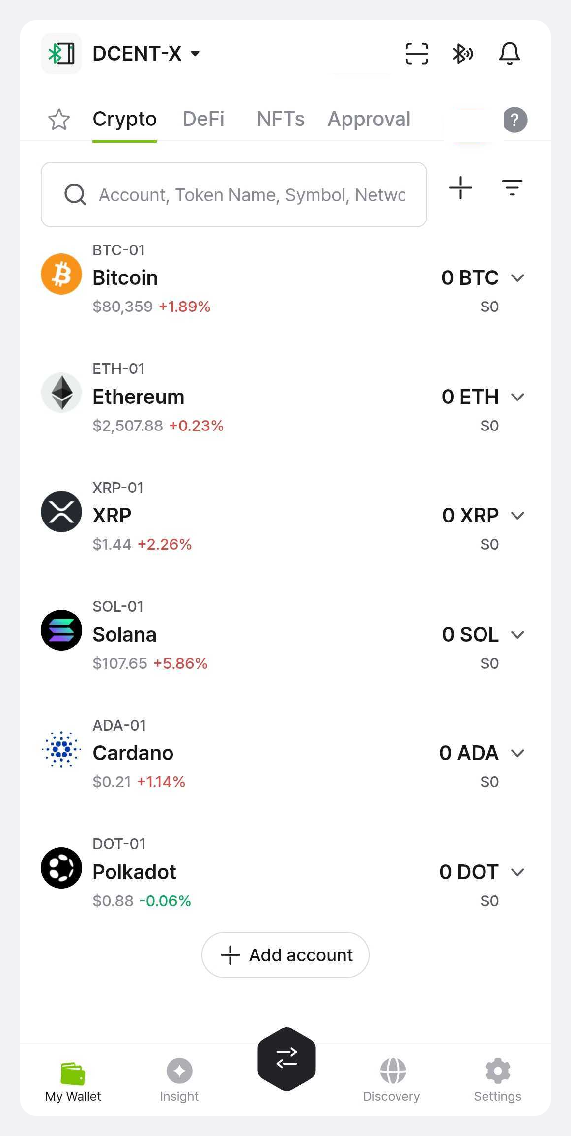 Synced app account list