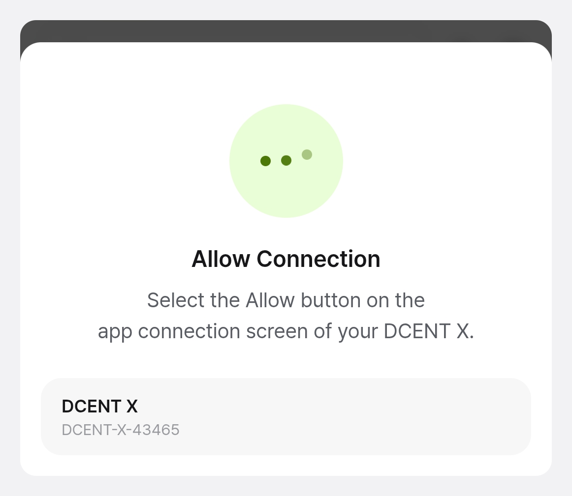 App allow-connection guidance screen