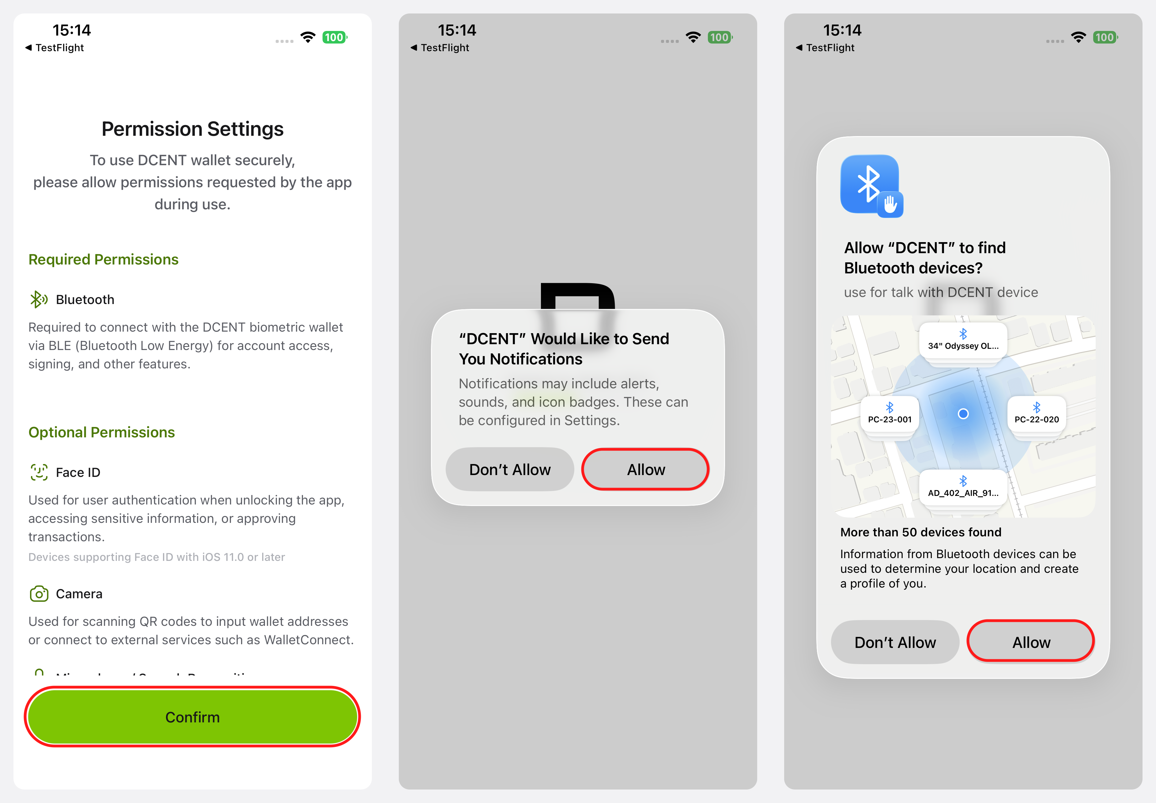 App permissions · allow Notifications and Bluetooth