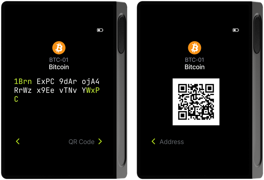 Account address screen and QR code of the same address