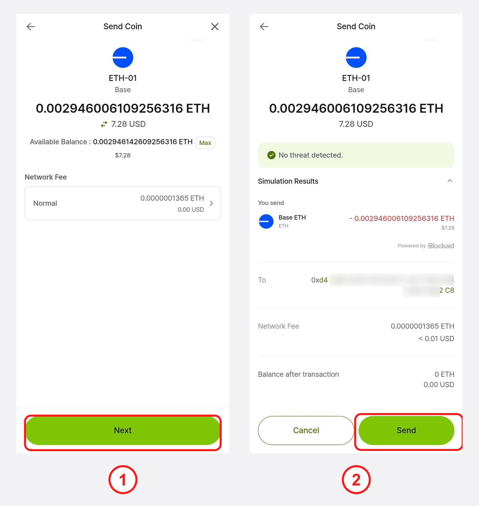 Enter the amount and review before sending