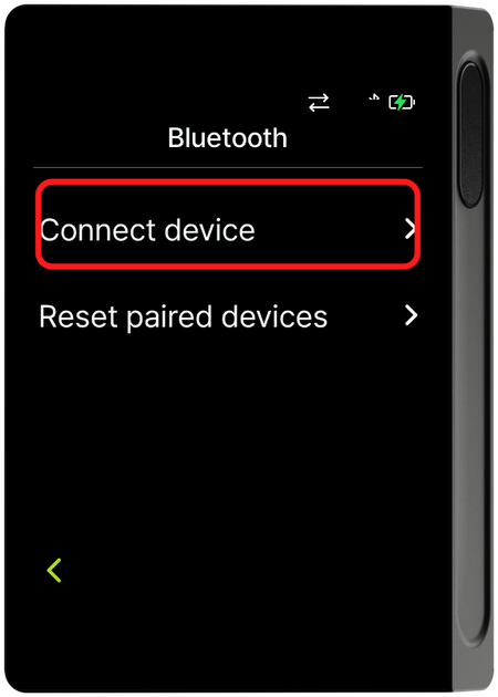 Bluetooth menu - Connect device