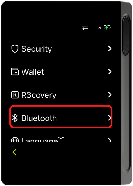 Device Settings menu - Bluetooth