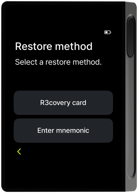 Recovery method selection screen