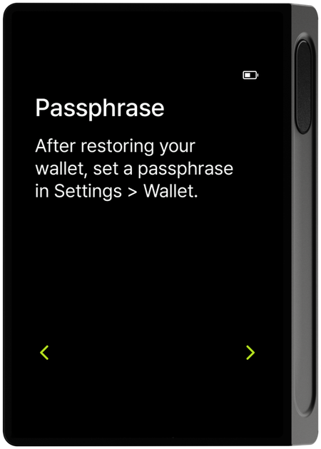Passphrase guide screen
