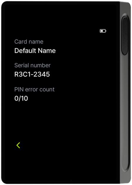 Card details screen