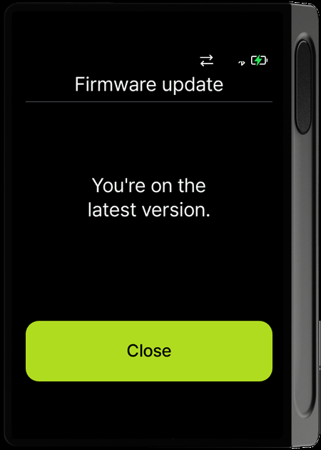 Screen stating that you are on the latest version