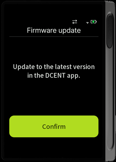Screen asking you to update to the latest version in the DCENT app