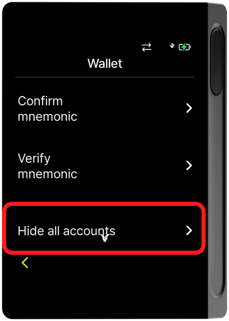 Wallet menu - Hide all accounts