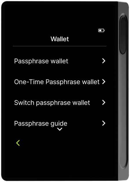 Wallet menu