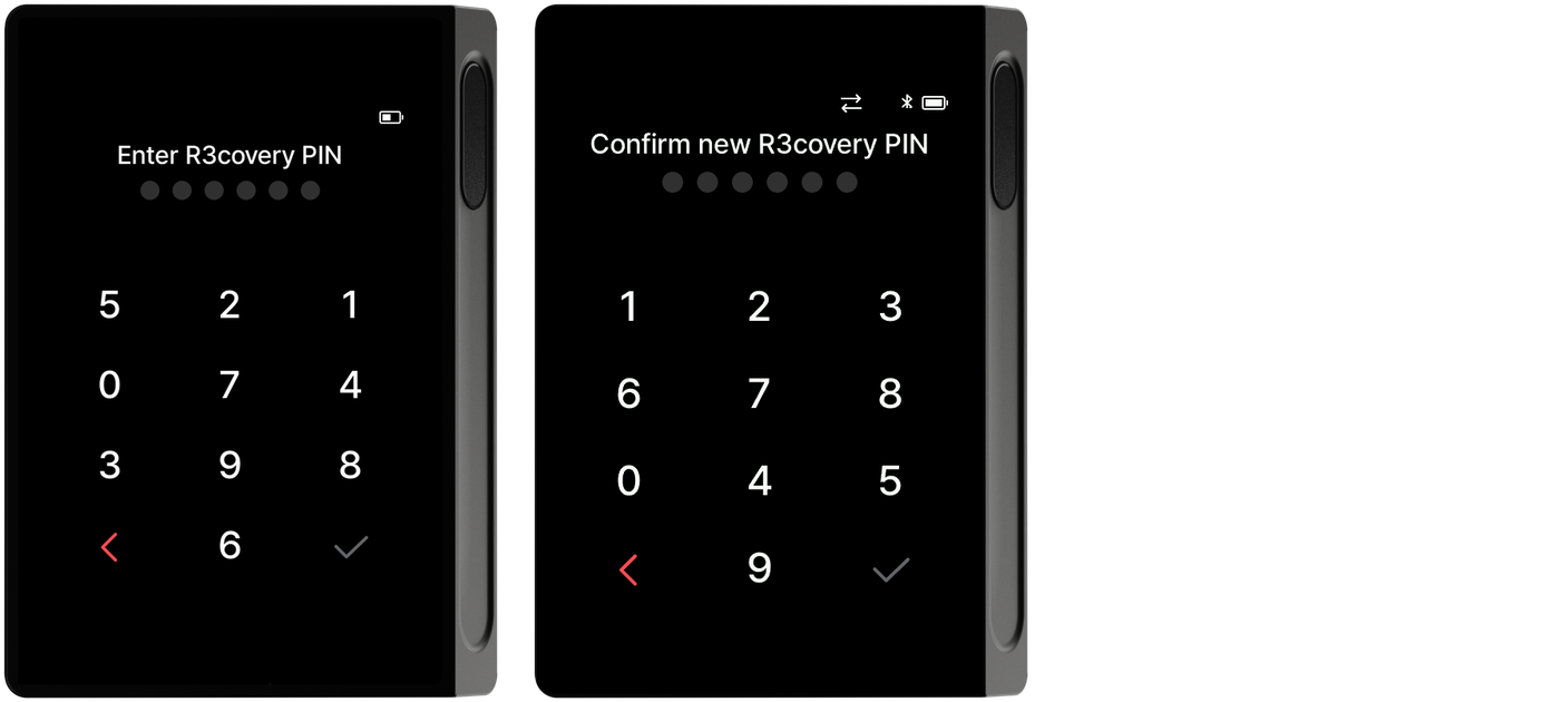 Card PIN entry and confirmation screens