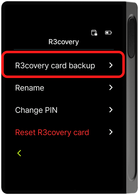 R3covery menu - R3covery card backup