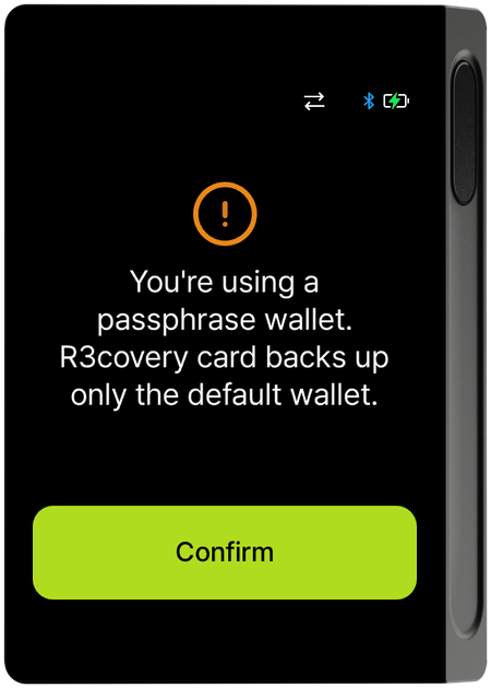 Passphrase wallet backs up default wallet only notice