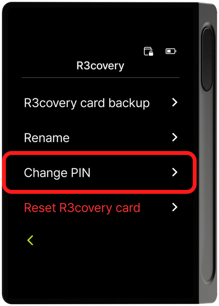R3covery menu - Change PIN