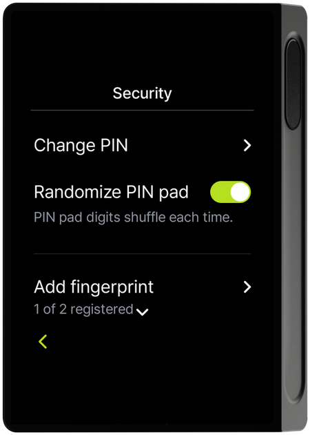 Fingerprint registered screen
