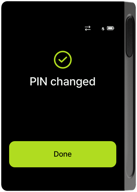 PIN changed screen