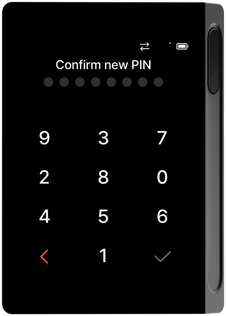 Confirm new PIN screen