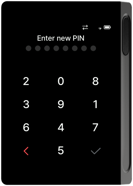 Enter new PIN screen