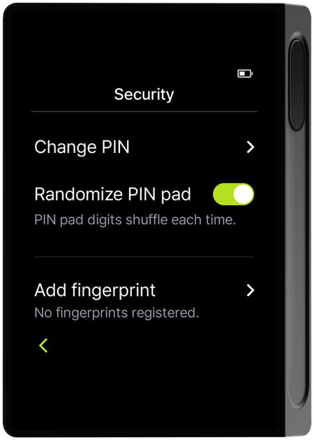 Randomize PIN pad ON (Security menu)