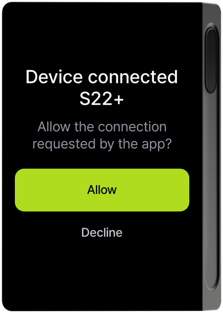 Device connection allow screen