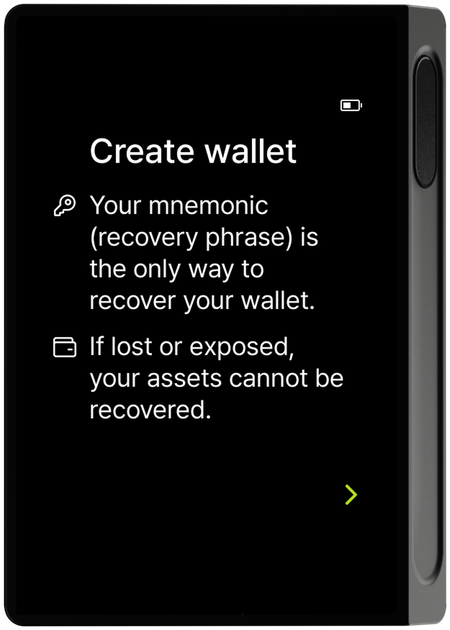 Create new wallet guide screen