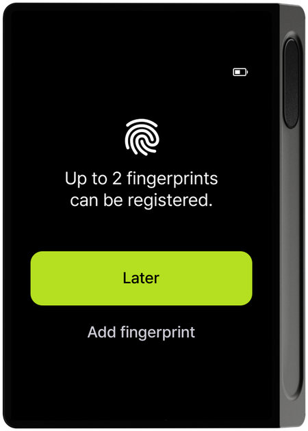 Register another fingerprint screen