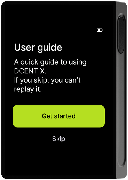User guide start screen