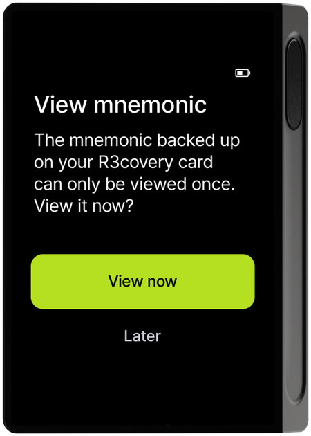 Recovery words guide screen