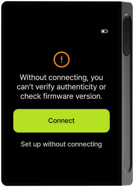 Proceed-without-connecting warning screen