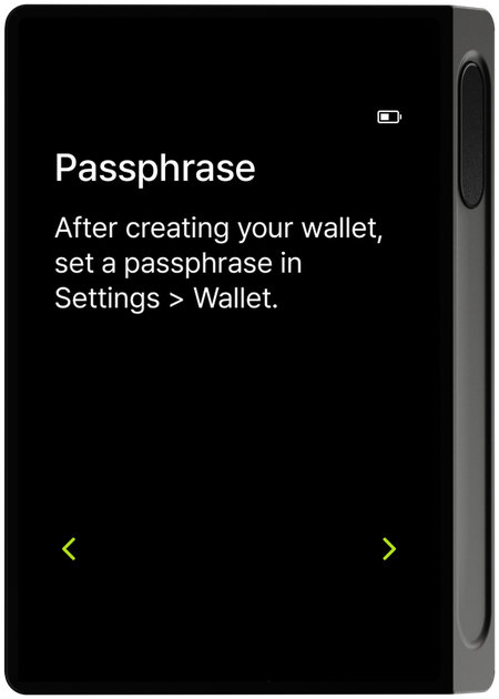 Passphrase guide screen