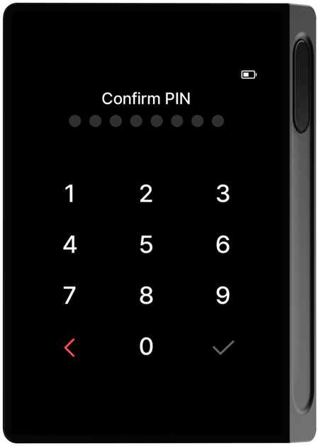 PIN confirmation screen