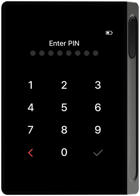 PIN input screen