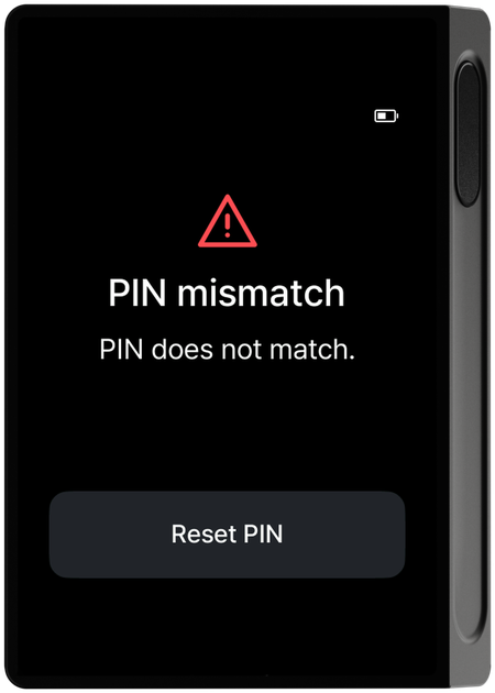 PIN mismatch screen