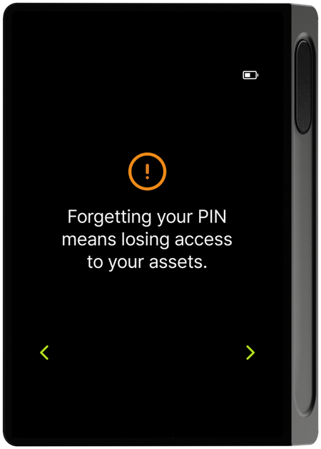 PIN loss warning screen