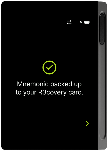 R3covery card backup complete screen