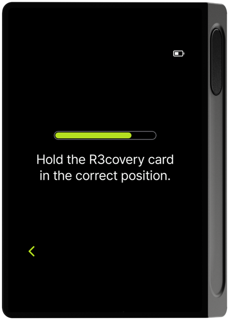 Keep R3covery card in position screen
