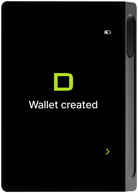 New wallet created screen