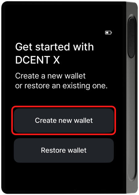 Device - Create new wallet selection
