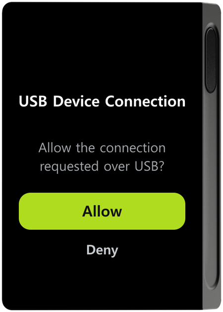 Device USB connection allow screen