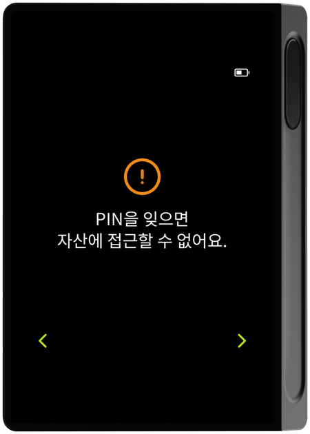 PIN 분실 경고 화면